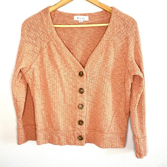 Two by Vince Camuto Peach Textured Button Cardigan Sweater - Picture 2 of 12